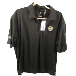 Men Black PGA Size Large Golf Polo New Tags Gold PGA Logo
